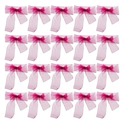 Unique Bargains Organza Chair Sashes Self-Tie 108.27"x6.69" Rose Red 20 Pcs