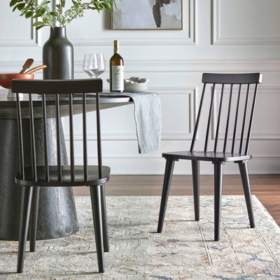 Lifestorey Set of 2 Lowry Farmhouse Solid Wood Spindle Dining Chairs