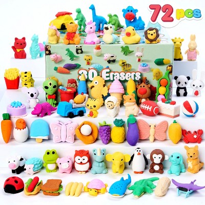 Joyfy 3D Erasers for Kids, Food & Animals Erasers, Mini Erasers for Pencil, Desk Pets, Classroom Prize, Birthday Party Favors, Gifts for Boys Girls