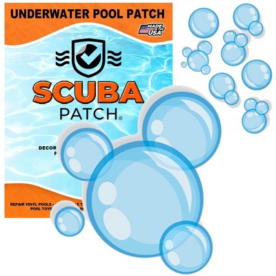 Scuba Patch Heavy Duty underwater pool liner patches | Instant | Waterproof | Glue-less | Peel and Stick | Swimming Pool Liner Patches Bubbles