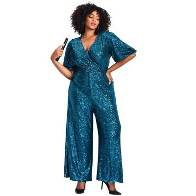 Avenue Nada Sequin Puff Sleeve Jumpsuit