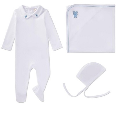 MiniMoi 3 Piece Baby Boys 100% Pima Cotton Footie Set