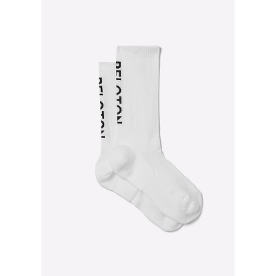 Peloton Performance Crew Sock, White, Peloton Logo