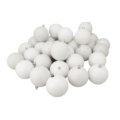 Northlight 32ct Shatterproof 4-Finish Christmas Ball Ornament Set 3.25" - White