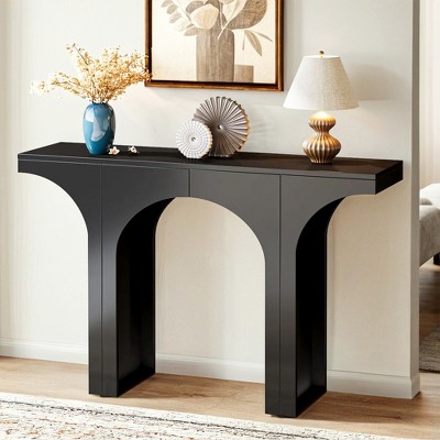 Resenkos Entryway Table, Console Sofa Table,47" Console Table, Wooden Entryway Table Sofa Table with Arch Base,White