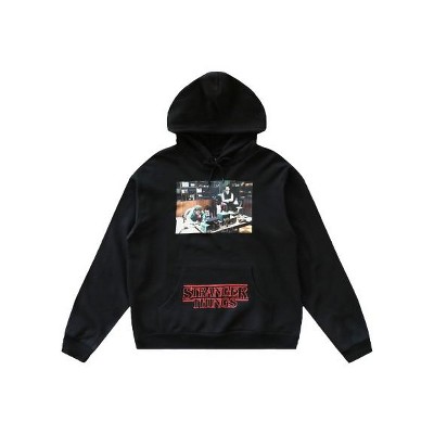 Stranger Things Hawkins A.V. Club Adult Black Long Sleeve Hooded Sweatshirt