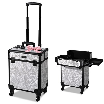 Byootique Rolling Makeup Train Case Cosmetic Trolley Organizer Salon