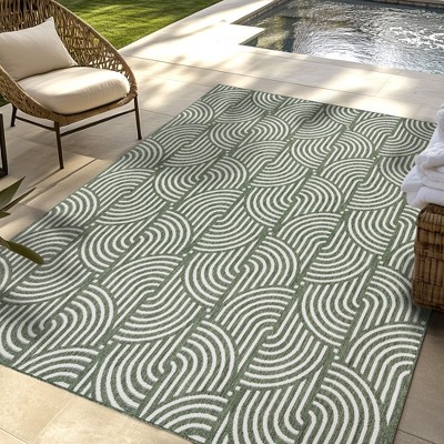 Gertmenian Tropea Mika  Modern Geometric Polypropylene Flat Pile Indoor/ Outdoor Area Rug Collection