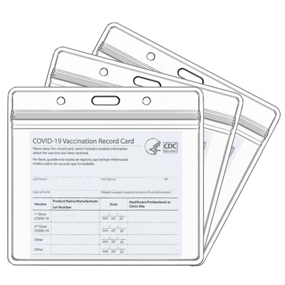 3 Pack Vaccination Card Protector, 4*3in Immunization Record Vaccine Card Holder, Plastic Clear ID Card Holder Name Tags Badge Holders