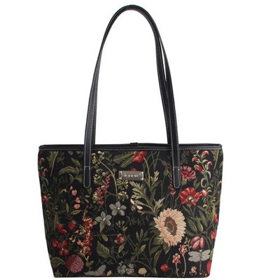 Signare USA Morning Garden Black Shoulder Tote Bag