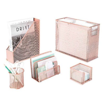 Blu Monaco 5 Piece Desk Set with  Hanging File Holder