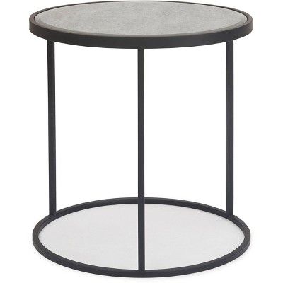 Gramercy Round Mirrored Side Table Black - Finch: Antique Finish, No Assembly Required, Metal Frame