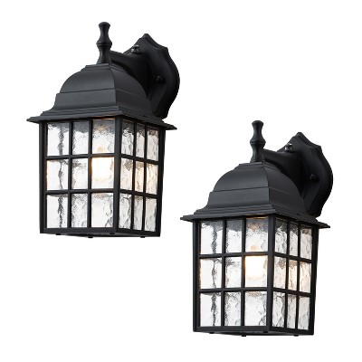 C Cattleya 2 Pack Dusk to Dawn Outdoor Wall Sconce Light with Water Glass Shade