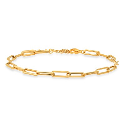 Steeltime Ladies stainless steel paper clip link anklet. Color Options: Silver, Gold