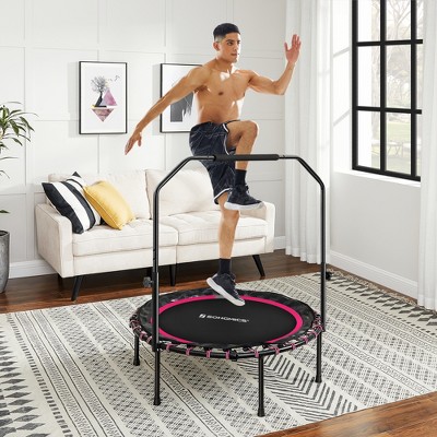 40-Inch Foldable Mini Trampoline with Adjustable Handrail, 264.6 lb Capacity, Home Fitness Rebounder