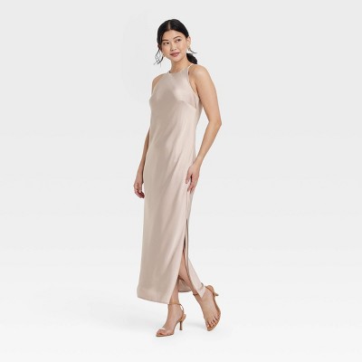 Women's Satin Halter Maxi Slip Dress - A New Day™
