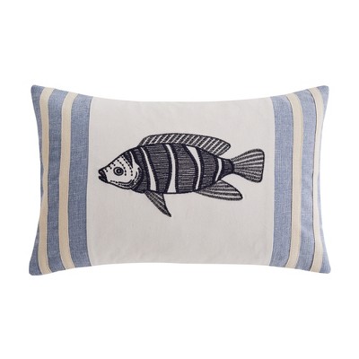 Cambria Embroidered Fish Decorative Pillow - Levtex Home