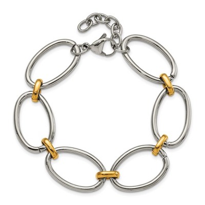 Chisel Stainless Steel Polished Yellow IP-plated Open Link 7.5" Bracelet with 1" Extension
