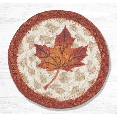 Earth Rugs Autumn Maple Leaf Coaster – Farmhouse Rustic 5"x5" Square Accent