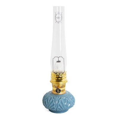 Aladdin Georgia Blue Genie II Oil Lamp for Shelf or Table, Indoor Emergency Lighting, Limited Edition in Blue Glass with Chrome or Brass Finish