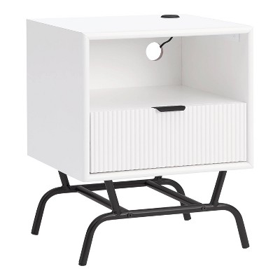24/7 Shop At Home 18 Meadowgrove Modern 1 Drawer Side Table with Usb Ports and Shelf"