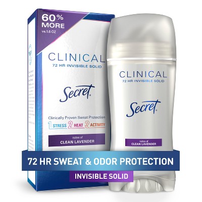 Secret Clinical Strength Invisible Solid Antiperspirant & Deodorant for Women - Clean Lavender - 2.6oz