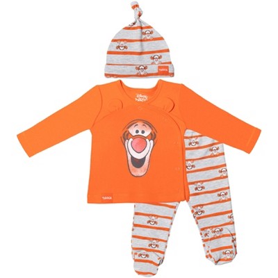 Disney Winnie the Pooh Tigger Baby 3 Piece Snap Jacket Footed Pant Hat Set Newborn to Infant