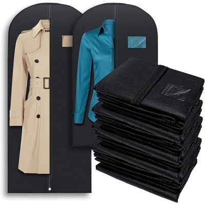 Plixio Garment Bags Suit Bag for Travel and Clothing Storage of Dresses, Shirts, Coats - Zipper and Transparent Window (Black - Mixed Sizes: 100 Pack)