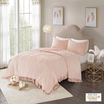 KWPZQEB Bed Bedspreads - Soft Bed Fringe Bedspread Comforter - Modern Style Coverlet for All Season - 3 Pieces (1Quilt & 2 Pillow Shams)