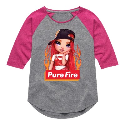 Girls' - Rainbow High - Pure Fire Shirt Tail Raglan Graphic T-shirt