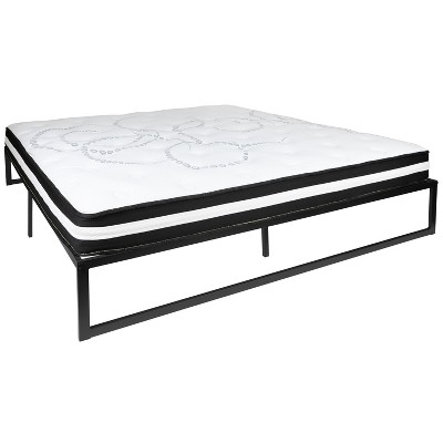 Emma and Oliver 14" Platform Bed Frame & 10" Mattress in a Box - No Box Spring Required