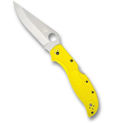 Spyderco Stretch 2 XL Lightweight Salt Pocket Knife | 3.99" Ultra-Corrosion Resistant H-2 Tool Steel Blade | Bi-Directional FRN Handle, Yellow