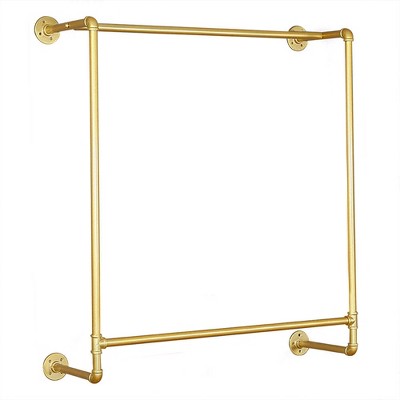 YIYIBYUS Wall Mounted Garment Rack, Gold Clothes Rack