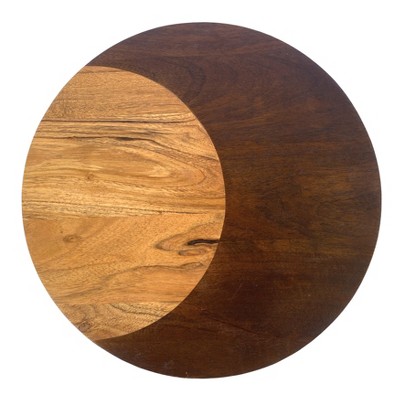 Storied Home Two-Tone Wood Cheese and Cutting Board, Natural and Walnut