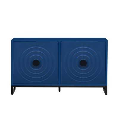 Chery Life U-Style Storage Cabinet, Sideboard Wooden Cabinet with Stunning Water Wave Door Design, Adjustable Shelves