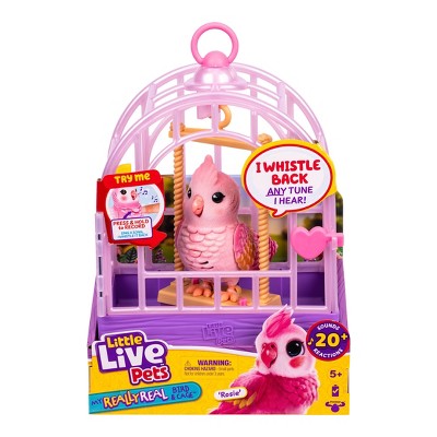 Little Live Pets Rosie Real Bird and Cage: Interactive Singing & Recording Toy with Plastic Construction