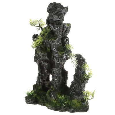 Unique Bargains Aquarium Terrariums Mountain for Fish Tank Landscape Decoration Gray Green 11.81" Height 1pcs