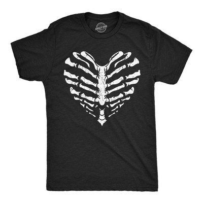Mens Skeleton Ribcage Heart Funny T Shirt Scary Novelty Tee for Men - Crazy Dog Men's T Shirt For Halloween Season