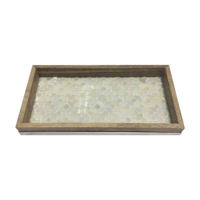 Pearl Escent Mosaic and Wood Trillium Amenity Tray - Nu Steel