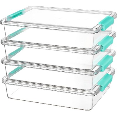 6 Qt Plastic Storage Bins with Lids,Clear Sensory Bins,Arts Organizers and Storage,Stackable Containers for Home Office and School Supplies,4 Pack