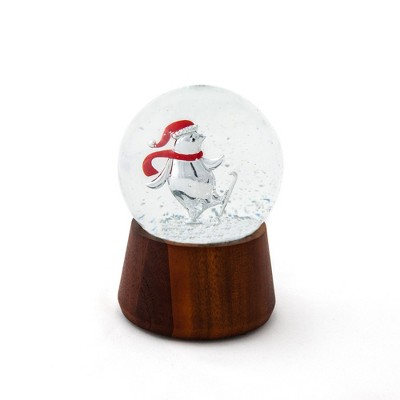 Nambe Holiday Collection Skating Penguin Snow Globe - LED Lighted Base, Plays Music & Blows Snow - 5.25"H Acacia Wood & Silver Plate Collectible