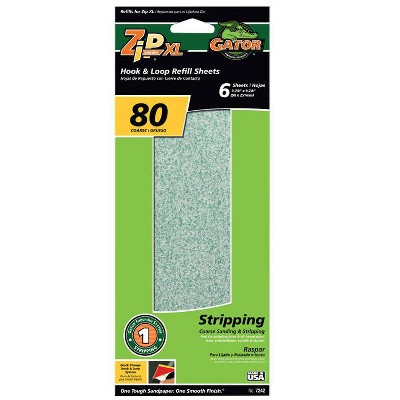 Gator Zip XL 9-1/2 in. L X 3-1/2 in. W 80 Grit Aluminum Oxide Sanding Sheet 6 pk (Case of 5)