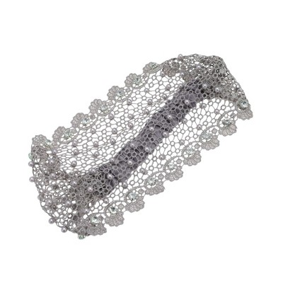 Unique Bargains Women's Elegant Bead Hollow Wide Headwrap 1 Pc
