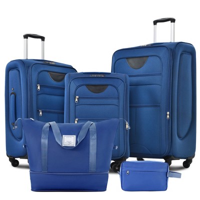 Kumasinova Softside Luggage Set,3Pcs Expandable Polyester Suitcases with Duffel Bag,Lightweight Luggage Travel Set,Upright Spinner Luggage