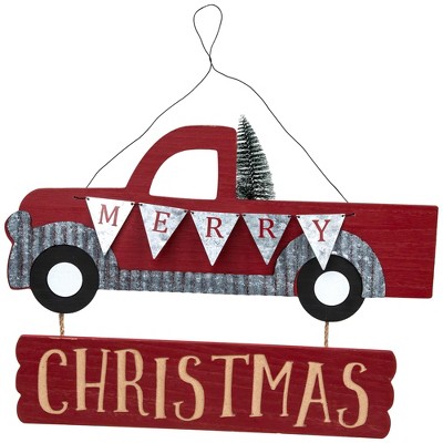 Northlight Merry Christmas Truck Hanging Wall Sign - 15.75"