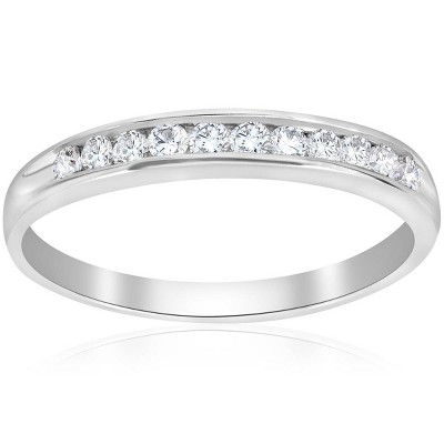 Pompeii3 Platinum 1/4Ct Diamond Lab Created Womens Wedding Channel Set Ring