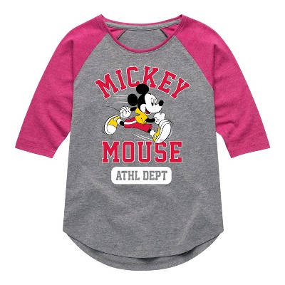 Girls' - Disney - Mickey Mouse Athletic Dept Shirt Tail Raglan Graphic T-shirt