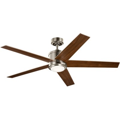 56" Kichler Brahm Brushed Stainless Steel LED Ceiling Fan with Remote