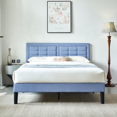 VECELO Twin/Full/Queen Size Upholstered Bed Frame Button Tufted Adjustable Headboard