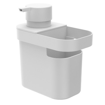 OU 22oz Soap Dispenser, Kitchen Soap Pump, Sponge & Dish Brush Holder Organizer with Drainage, Compatible with Gel & Dish Soaps
